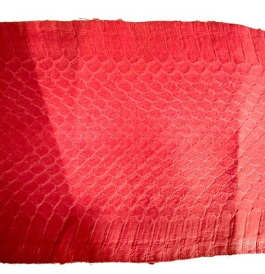 Vintage 90s -00 Genuine Snakeskin Leather real hide snake Red Matte  54-55 