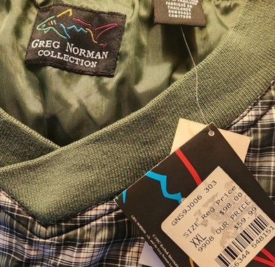 Greg Norman Collection Men's XXL Golf Jacket Green Check GNS9J006 303