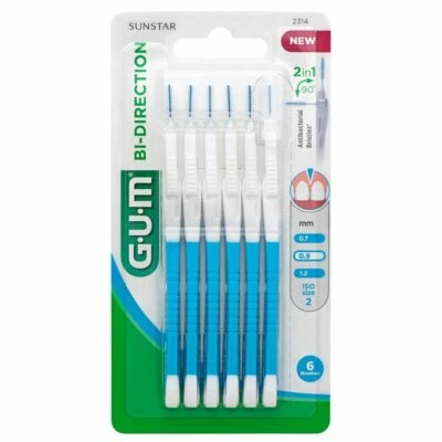 GUM Bi-Direction Interdentalbürsten 0,9 mm blau (Kerze) 6 Stück