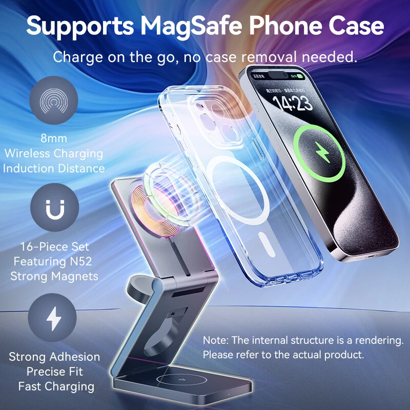 3 in 1 15W Magnetic Wireless Charger Fast Holder For iPhone 16 15 14 13 Airpods - Image 4 of 4