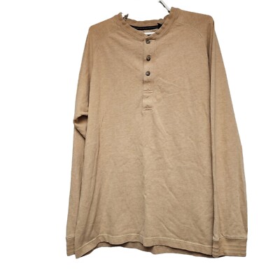 Johns Bay Mens Medium Sueded Jersey Henley Shirt Pullover
