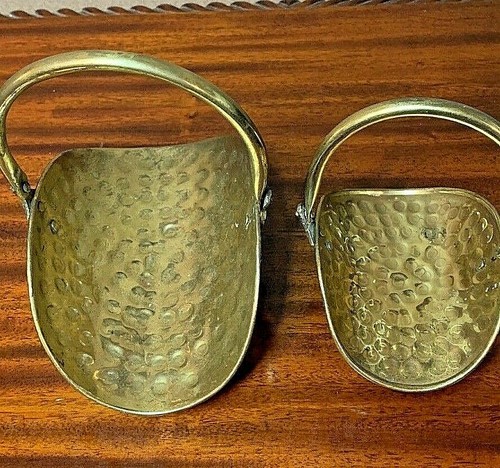 #1155 Set Hammered Solid Brass Mini Basket Firewood Log Claw Feet Home Interiors - Picture 11 of 11