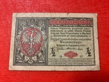 POLAND BANKNOTE&nbsp;1/2 Marki Polskiej 1916 bilet&oacute;w/Genera, Series: B.