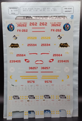 MicroScale | No. 72-99 | 1:72 P-61 Black Widow Decals INCOMPLETE