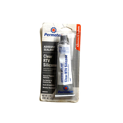Permatex 80050 Clear RTV Silicone Adhesive Sealant 3oz Tube General Purpose 66B