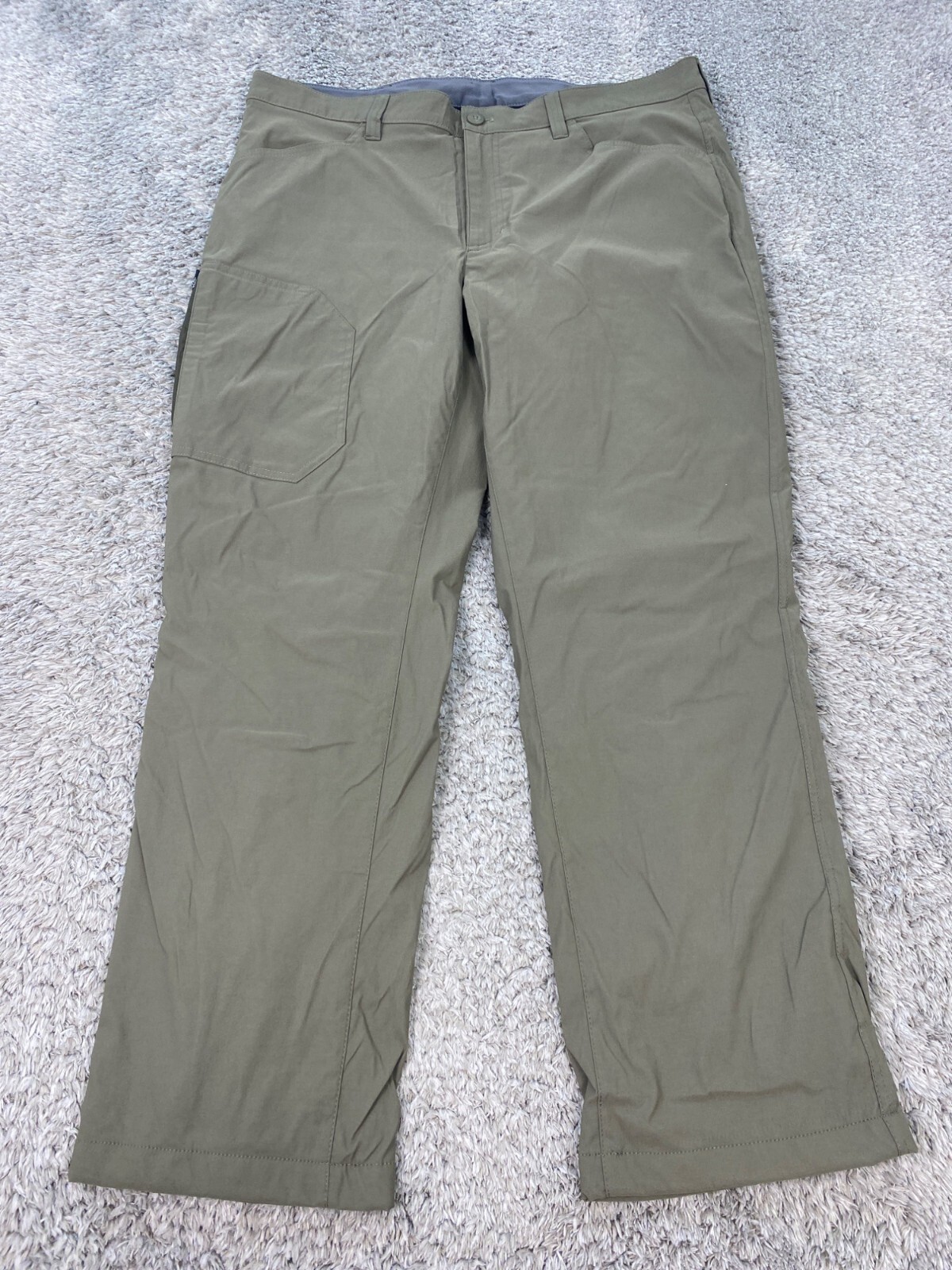 Eddie Bauer Pants Mens 38x30 Green Fleece Lined Hiking Outdoor Nylon Tech Vtg