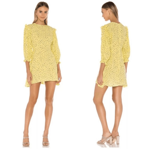 Faithfull The Brand Edwina Mini Dress In La Fica Floral Yellow