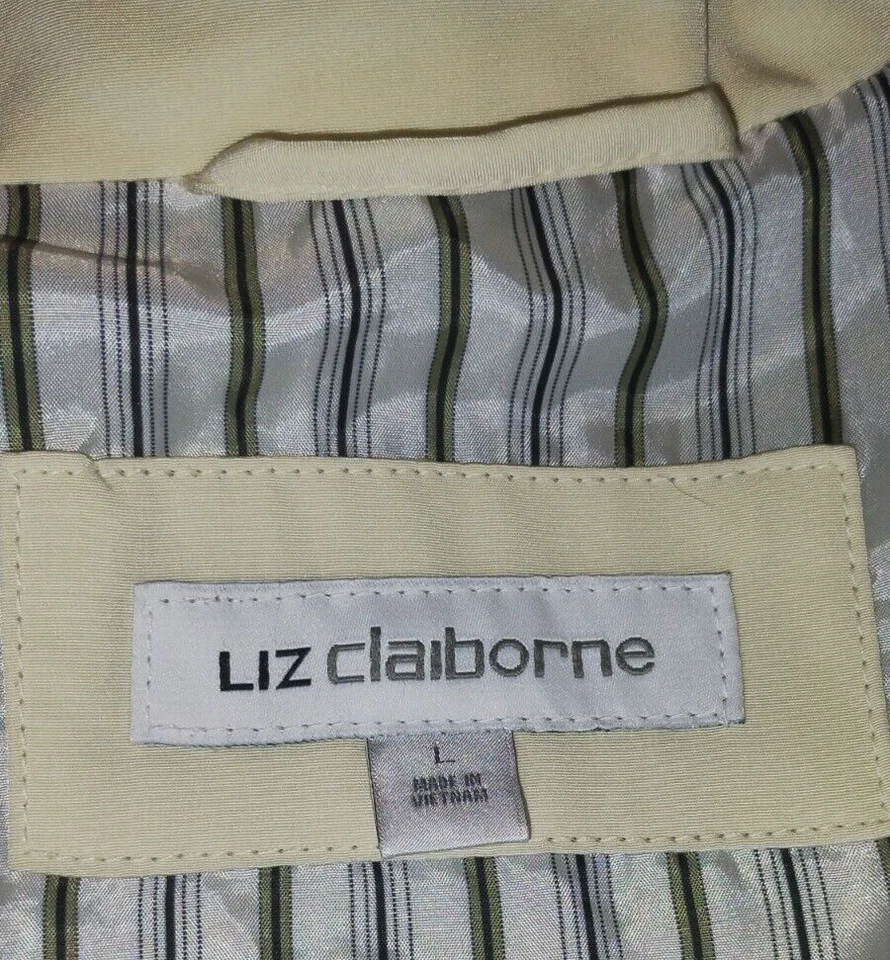 Abrigo de lluvia vintage Liz Claiborne verde menta/beige talla capucha extraíble invierno Foto 3 de 4