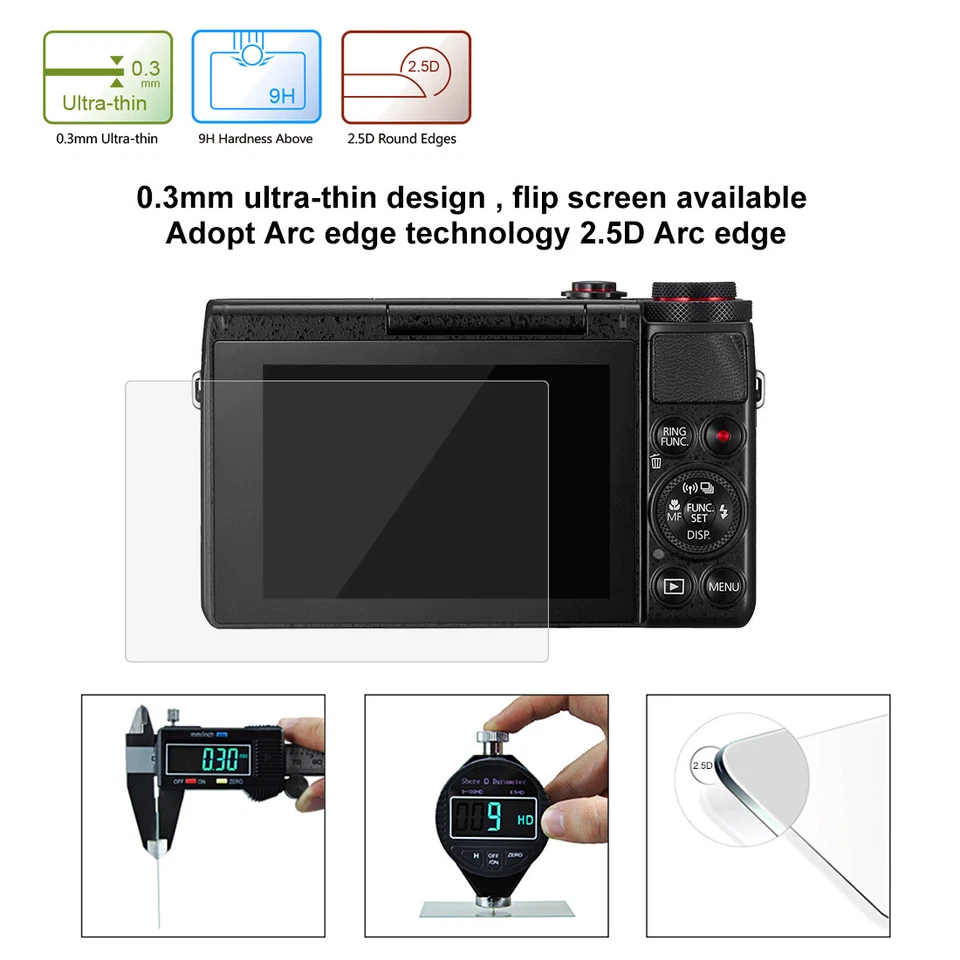 For Canon G7X/G9X/G5X Screen Protector Tempered Glass Guard Anti-Scratch Shield - Image 2 of 4