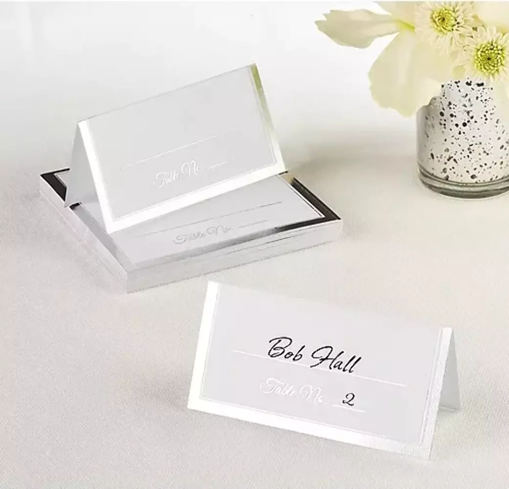 Silver wedding place sale cards