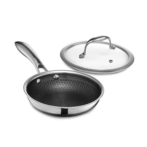 HexClad Hybrid Nonstick 7-Inch Fry Pan with Stay-Cool Handle & Glass Lid