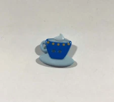 Blue Teacup & Saucer Plastic Button 20mm/ 13/16" - Dill Brand - Set of 4