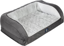Orthopedic Quilted Couch Dog Bed for Pets   Slate Gray Large 