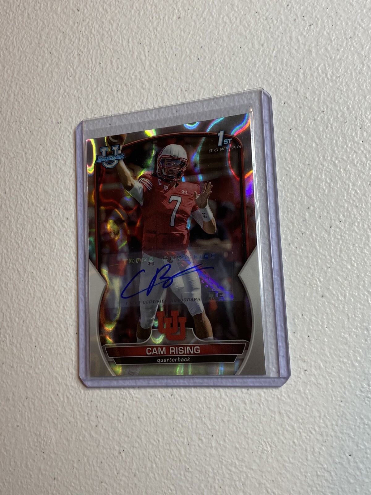 Cam Rising 2022-23 Bowman University Chrome 1st Lava Refractor Auto /199 Utah