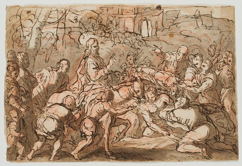 Entrata di Cristo a Gerusalemme, Penna Classicismo Biblico Sconosciuto (XVIII secolo) - Foto 2 di 7