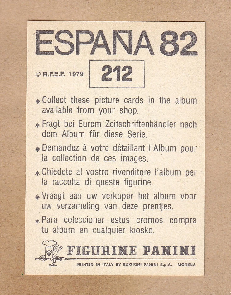 Panini FIFA World Cup Espana 82 Frankie Vercauteren