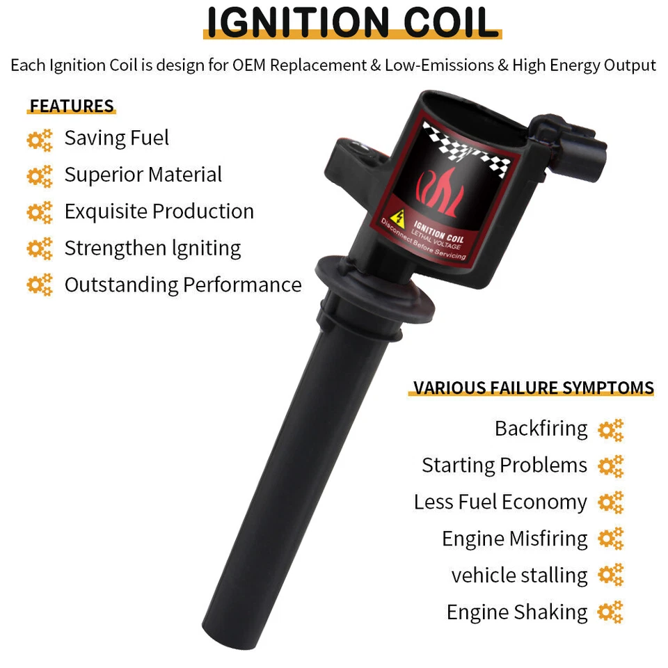 Juego de 6 bobinas de encendido DG500 para Ford Escape Mazda Tribute 2001-2008 3,0 L FD502 Foto 2 de 4