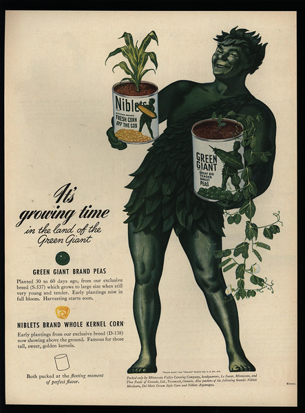 1945 Jolly GREEN GIANT Corn Niblets & Peas Art - VINTAGE AD | eBay