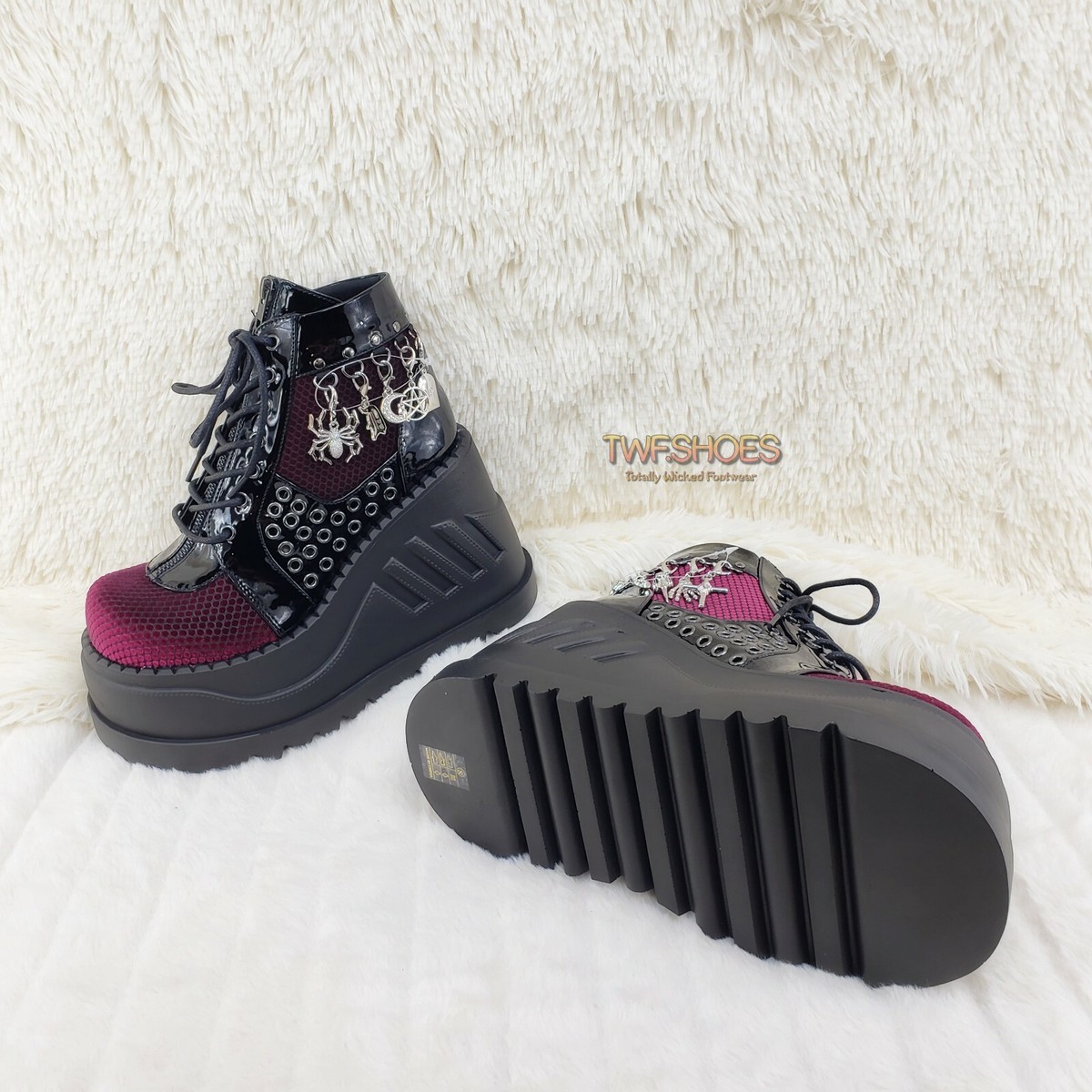 DEMONIA Stomp 18 Goth Punk Rock Charm Pendant Platform Wedge Ankle