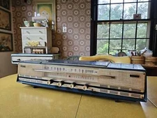 Vintage Long 25" Star-Lite Radio, Space Age Style 1950s Tube Radio in Turquoise