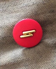 DILL BUTTONS #300379 RED ECHT VERGOLDET 24K GOLD PLATED--SHANK- 20MM- 6 PIECES