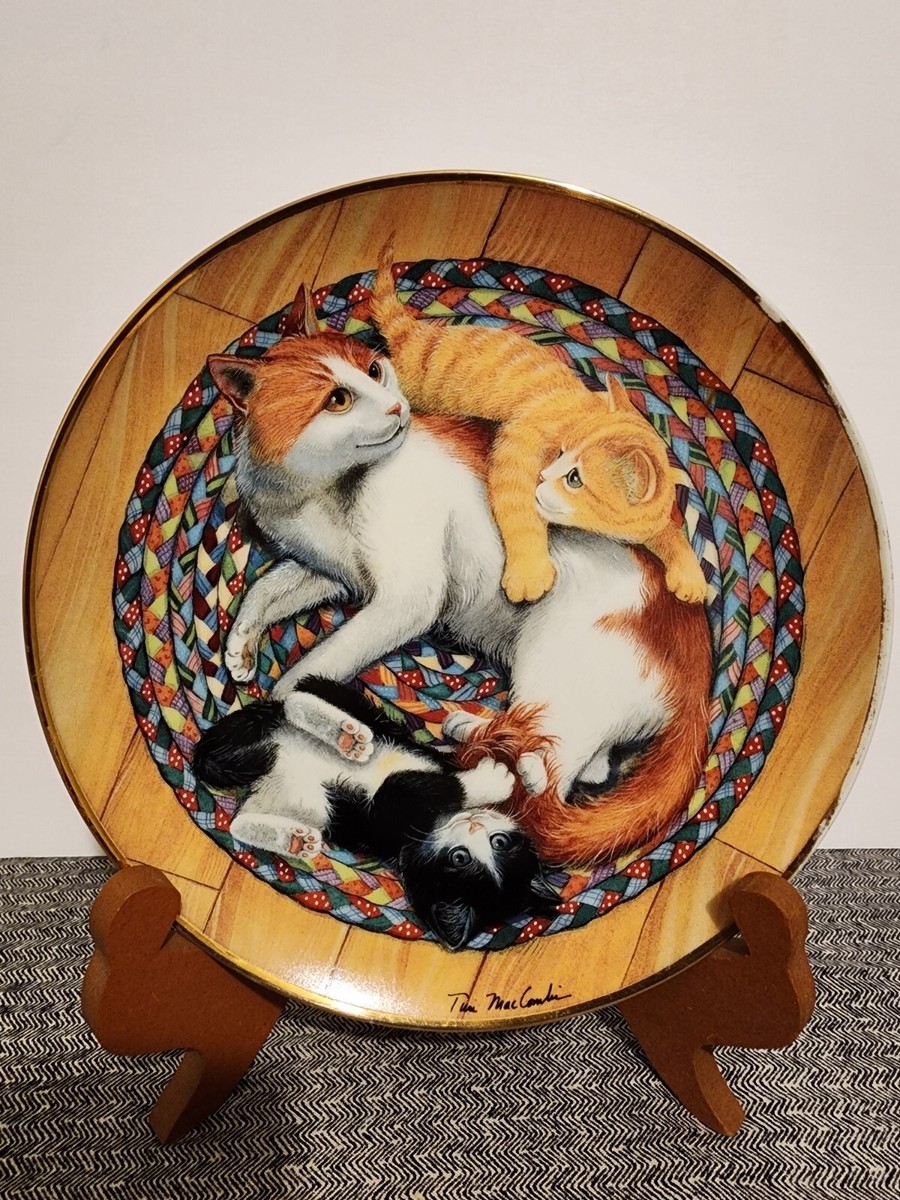 4) Franklin Mint Porcelain Cats Kittens Plates 8.25