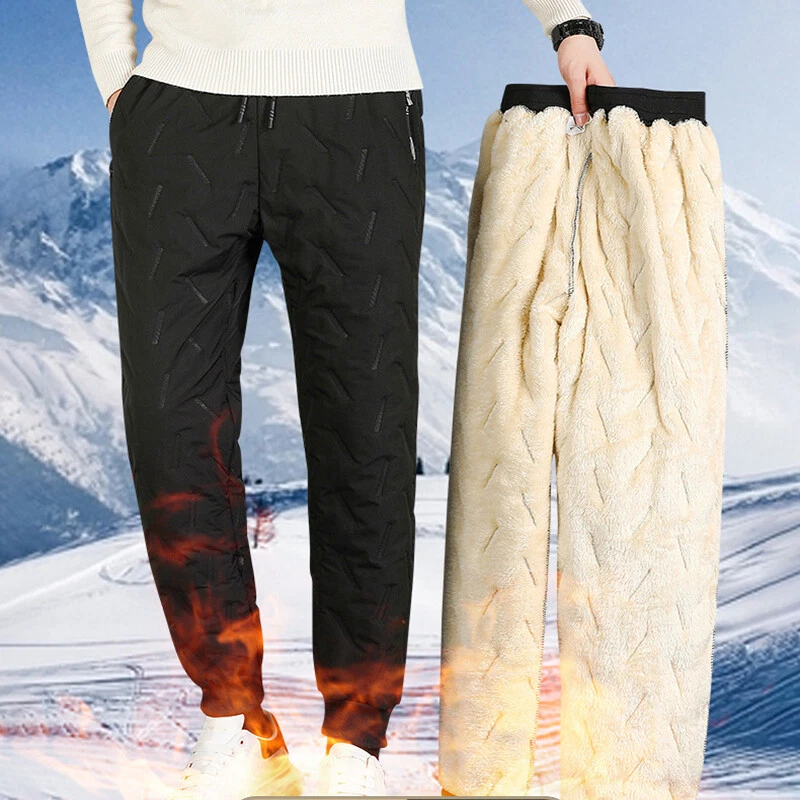 Men's Thicken Heavy Pants Warm Winter Fleece Joggers Long Pant Pants Plus  Casual