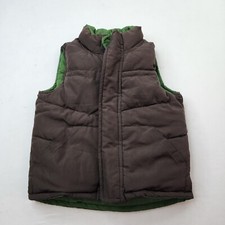 Toddler Puffer Vest Reversible Green Brown Outdoor S Hiking Active Layers Woods