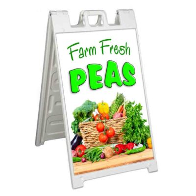 FARM FRESH PEAS Signicade 24x36 Aframe Sidewalk Sign Banner Decal VEGETABLES