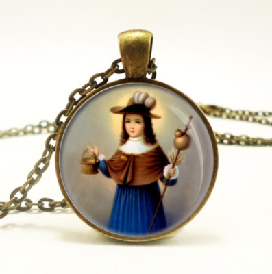 Santo Nino de Atocha Holy Child of Atocha Jesus Brass Necklace