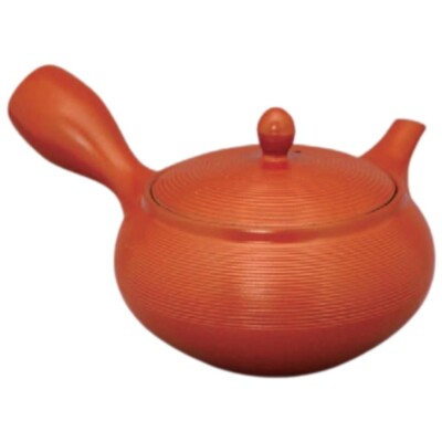 Teapot Kyusu Tokoname - AKIRA - Orange - 360 ml/cc - Stainless Mesh - Striped B