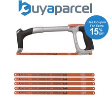 Image of Bahco 325 Hacksaw 12in 300mm Hacksaw Ergonomic Design with x5 3906-300-18 Blades