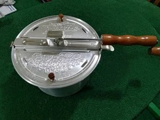 Genuine Whirley Pop Hand Crank Popcorn Popper Maker Pot Aluminum Wood Handle
