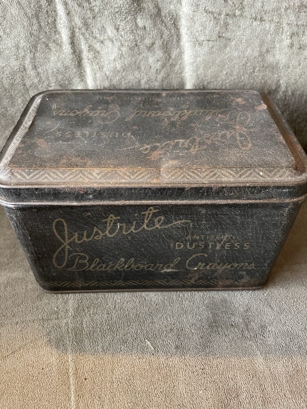Vintage Justrite Antiseptic Dustless Blackboard Crayon Tin