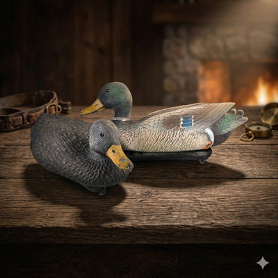 Carry Lite Sport Plast Italy Vintage Duck Decoy Pair Mallard Drake Black Duck