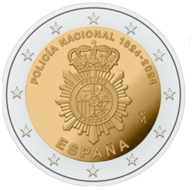 Pièce 2euros commémorative Espagne 2024 – 200ans de la police nationale