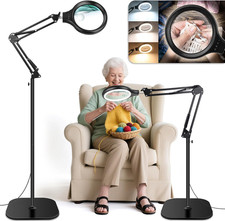 Large 30X 10X Floor Magnifying Glass with Light and Stand,2 in 1 Adjustable Heig