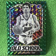 2019-20 Panini Mosaic John Stockton #5 Utah Jazz Old School Green Mosaic Prizm …