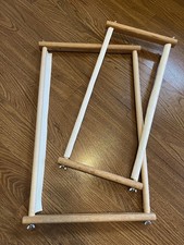 2 Wooden Rotating Scroll Frame Needlepoint Cross Stitch Embroidery 18in and 20in