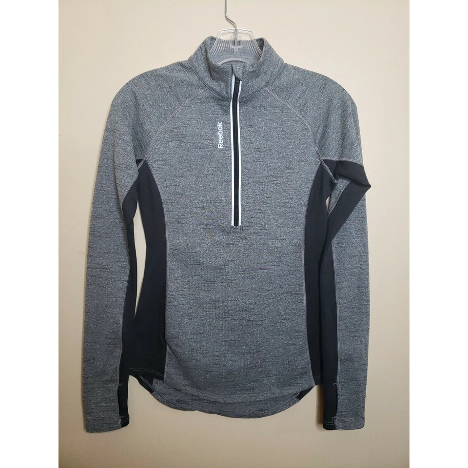 Blusa Top Reebok Cremallera Ropa Activa Para Mujer XS Extra Pequeña Gris Negra Speedwick Foto 2 de 4