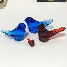 Leo Ward Terra Studios Bluebird of Happiness Art Glass Bird Lot 4 Signed