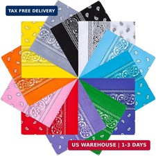 12Pcs Bandanas For Men Women,100 Premium Quality Cotton Handkerchidf 22'' 22''