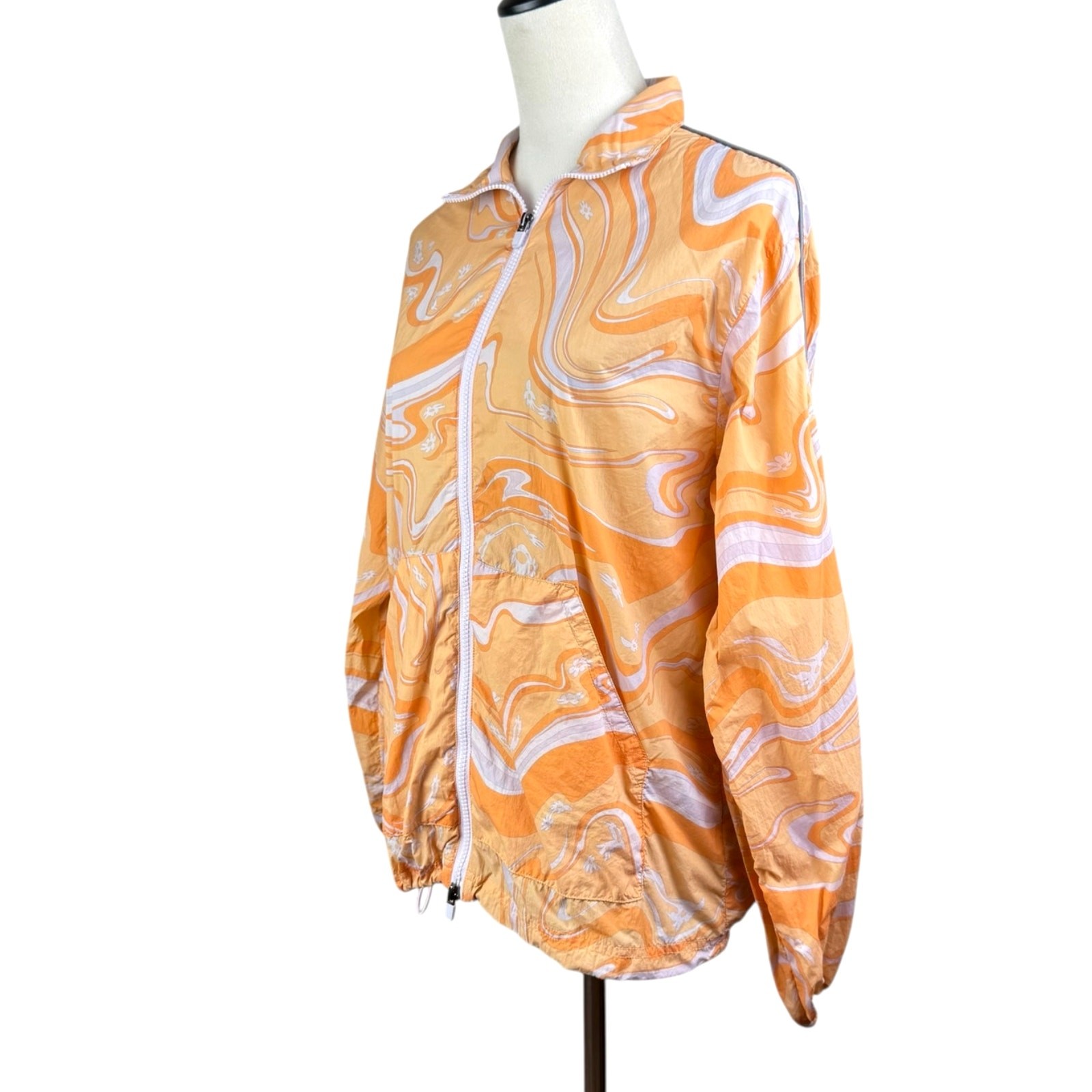 Fabletics XS Orange Packable Lightweight Zip Up C… - image 3