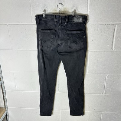 Replay Jeans Herren W33 L32 schwarz Anbass Stretch Slim Tapered Zip Fly M914 Denim*