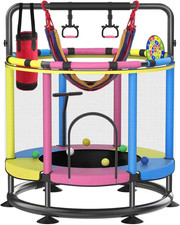 Trampoline for Kids, Full Anti-Rust 440Lbs Anti-Rollover round Bottom Toddler Tr