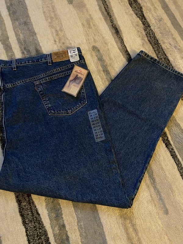 VINTAGE NWT LEVI'S 540 RELAXED FIT MADE IN USA BROWN TAB BLUE JEANS SIZE 58 X 32