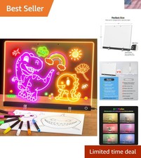 Acrylic Dry Erase Board with Light, 13.7"X10" 6-Color Neon Glow Memo LED Ligh...