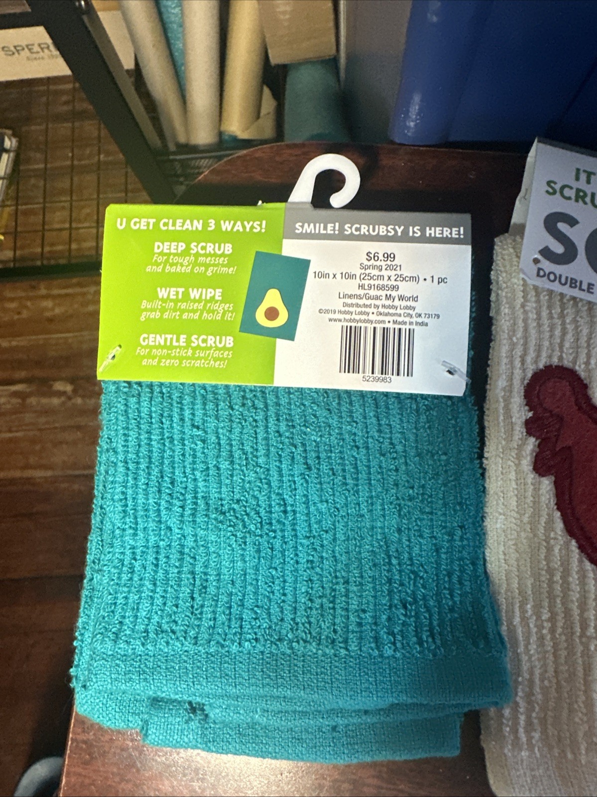 MU Kitchen Scrubsy Dish Cloth Set with Built In Scrubber, Set of 4