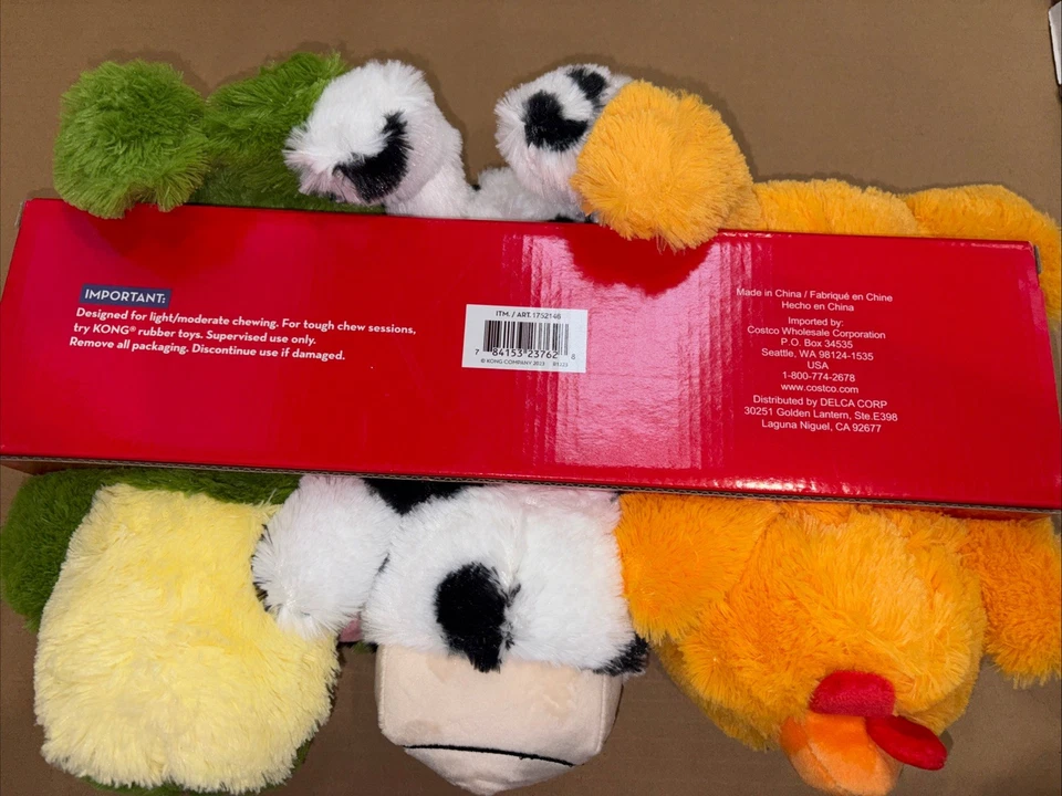 Kong Cozie Play Pack Juguetes para Perros Paquete de 3 Charlie Pollo Chloe Vaca Andy Caimán Foto 2 de 4