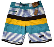Patagonia Boardshorts 21" Men's Size 31 Fitz Stripe Dam Blue Swimming Trunks .